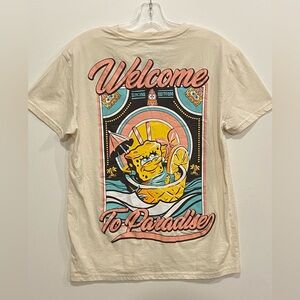Nickelodeon Spongebob Cream Tee with Tropical Graphic